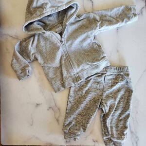Baby boy sweatpant outfit grey hoodie zip up jacket Calvin klein pants